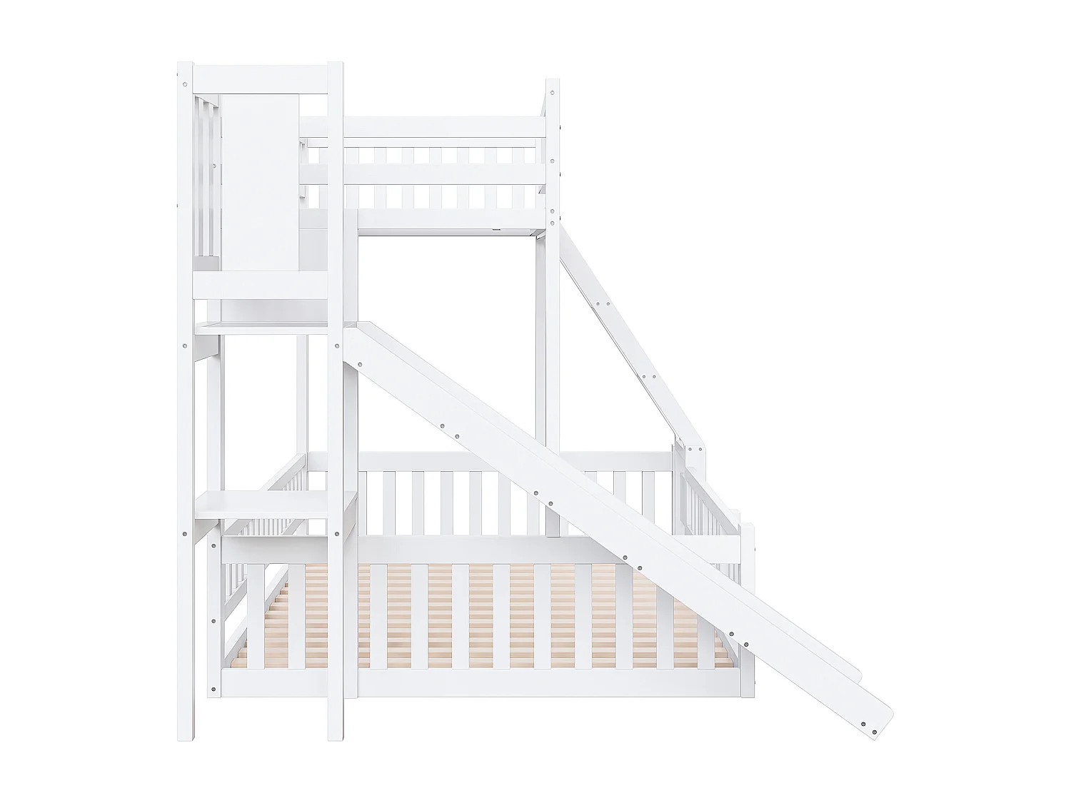 Lit superposé 140x200cm structure robuste construction soignée bois blanc (Sans matelas)