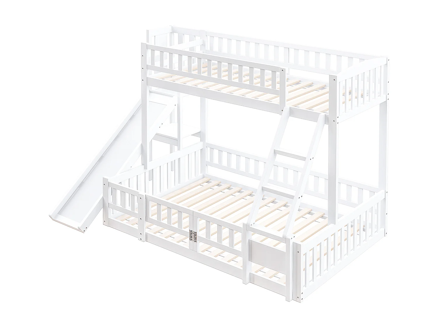 Lit superposé 140x200cm structure robuste construction soignée bois blanc (Sans matelas)