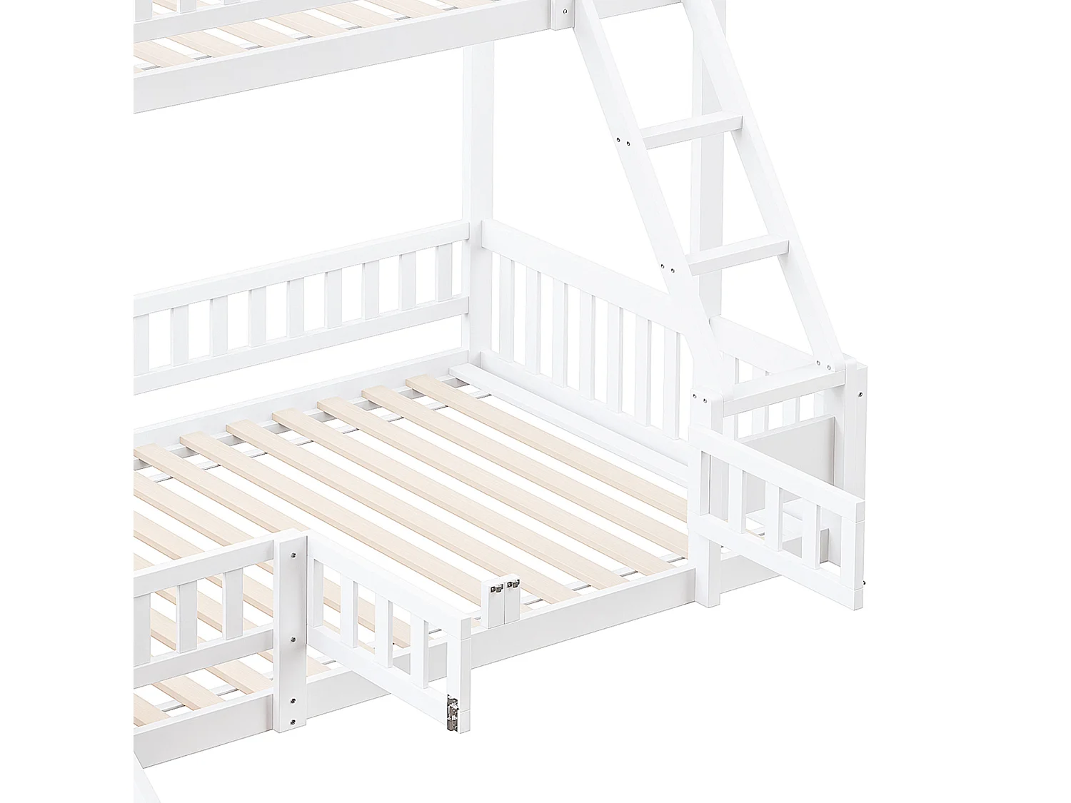 Lit superposé 140x200cm structure robuste construction soignée bois blanc (Sans matelas)