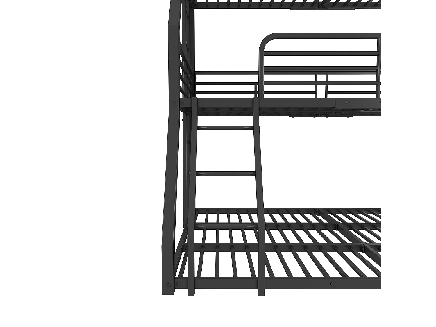 Lit superposé 90x200cm couchage empilable style moderne cadre métal capacité de charge élevée noir (Sans matelas)