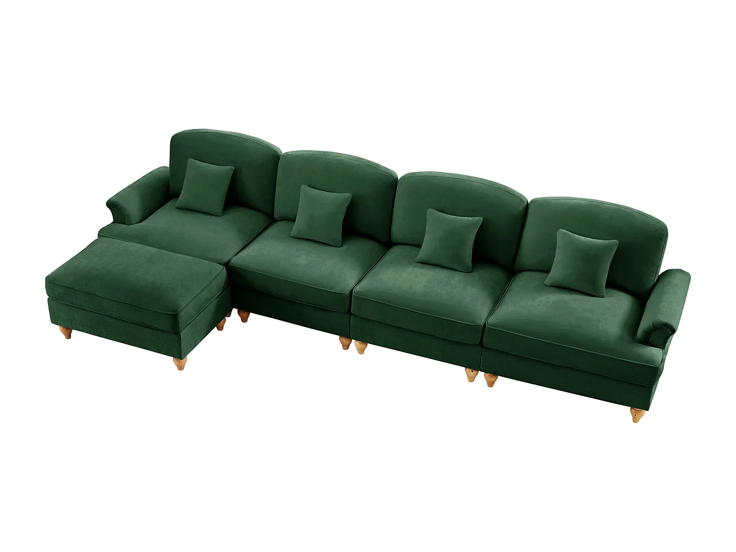 Bank Modulair Twee looks Afneembare plooirand Chenille Woonkamer groen