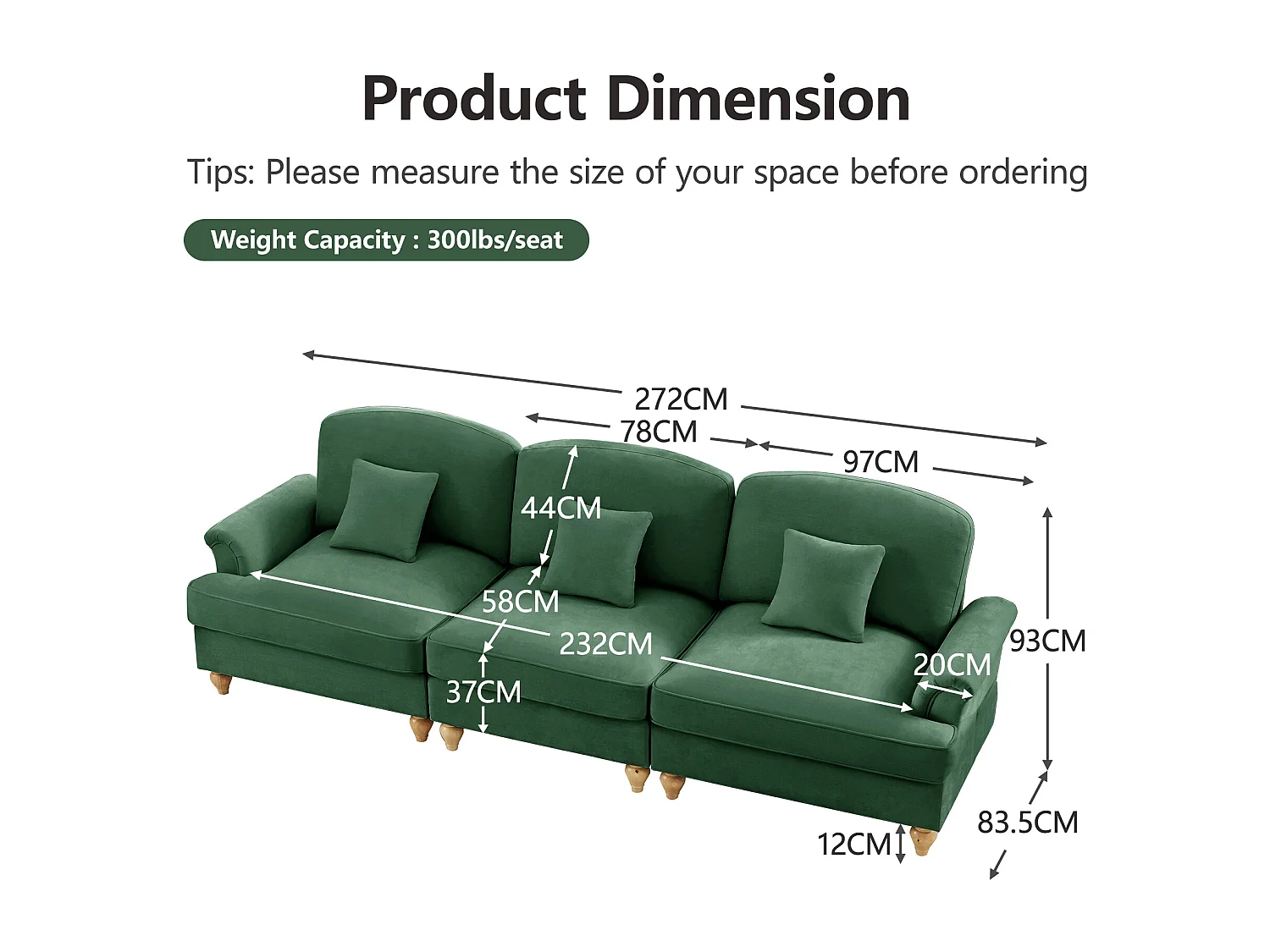 Sofa modulair twee stijlen afneembare volant chenille groen