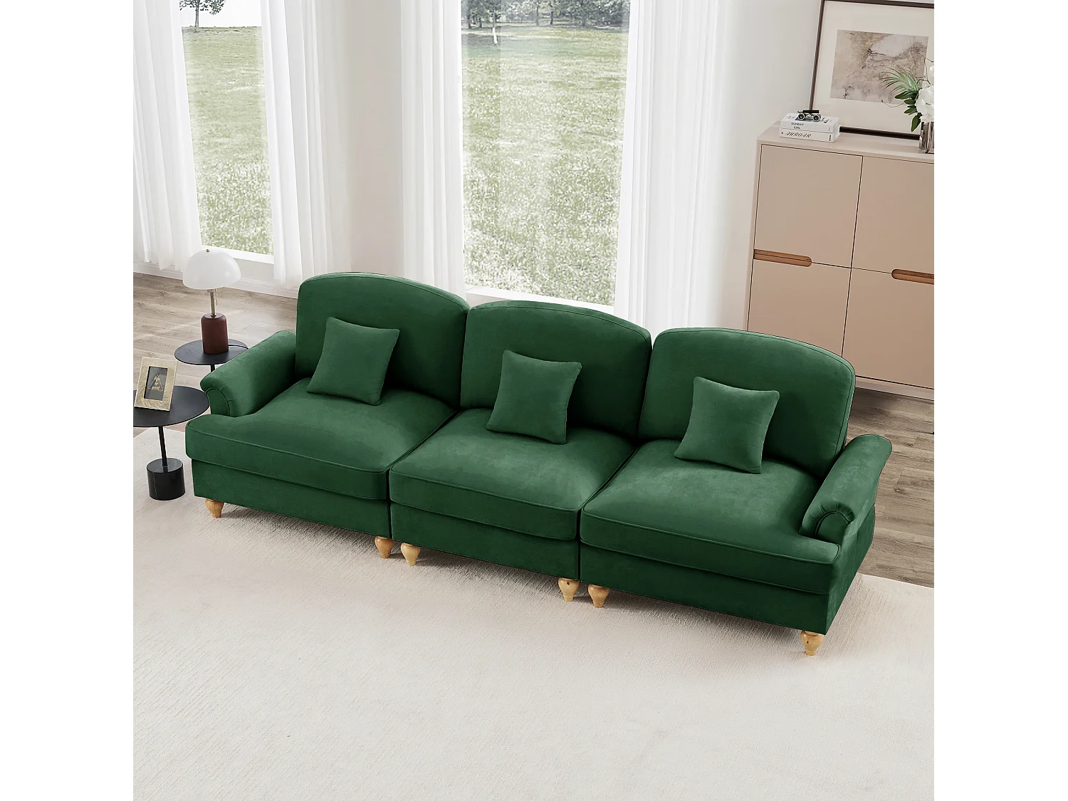 Sofa modulair twee stijlen afneembare volant chenille groen
