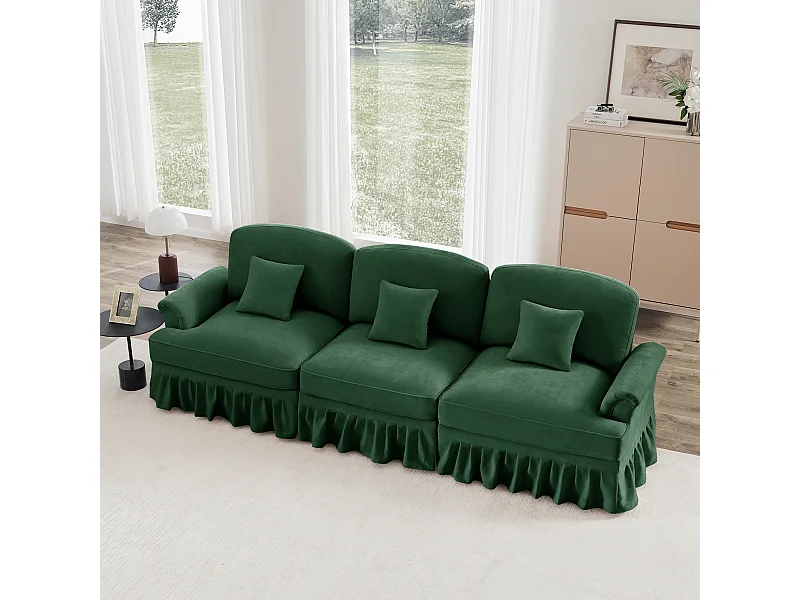 Sofa modulair twee stijlen afneembare volant chenille groen