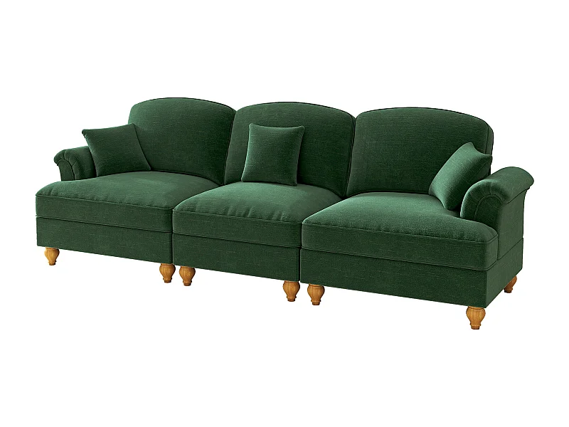 Canapé modulable, convertible, style 2 en 1, coussin mobile, chenille verte