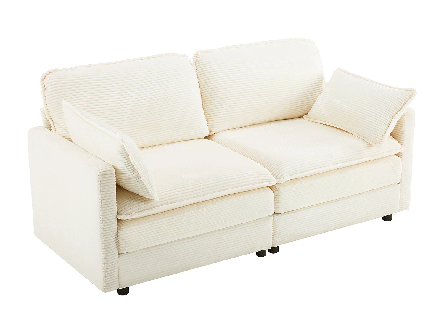 Canapé 2 places mobilier moderne soutien confortable bois idéal salon blanc