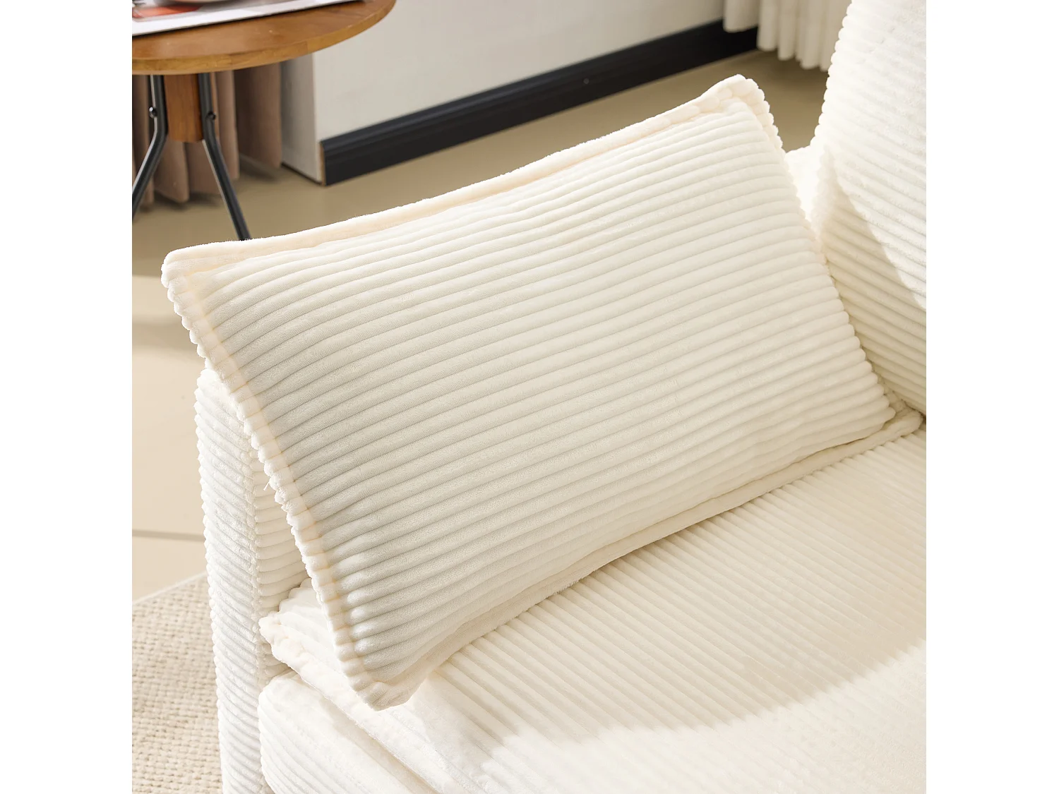 Canapé 2 places mobilier moderne soutien confortable bois idéal salon blanc