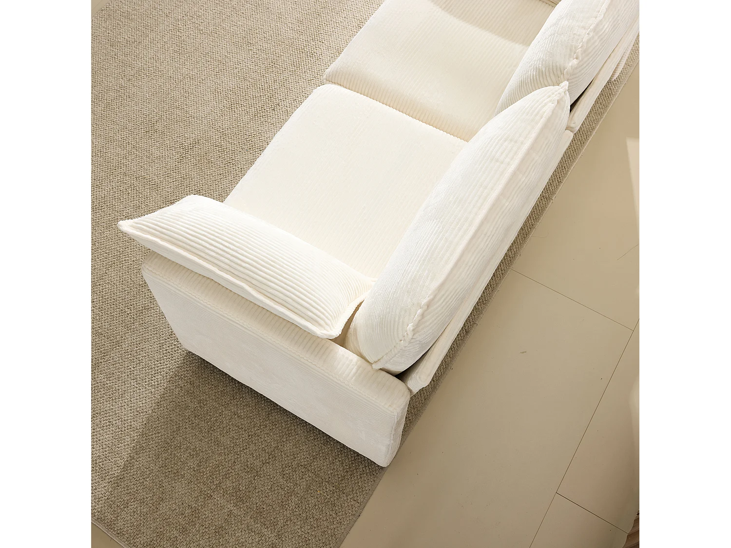 Canapé 2 places mobilier moderne soutien confortable bois idéal salon blanc