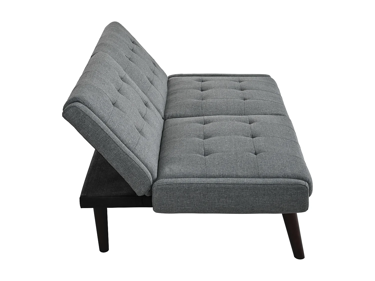 Canapé futon 3 en 1 146x60x89 cm, dossier réglable 5 positions, charge max 250 kg, tissu en lin gris