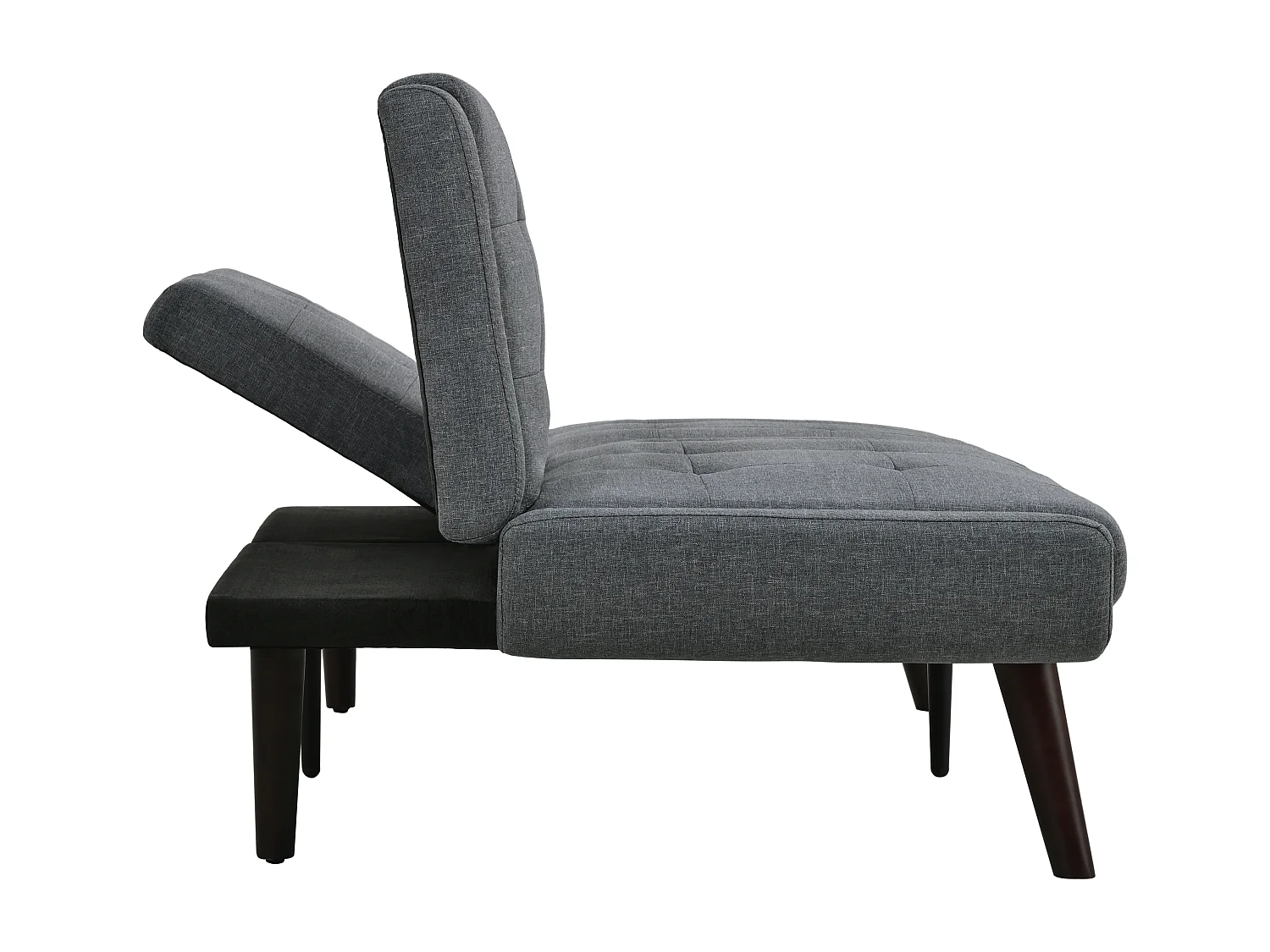 Canapé futon 3 en 1 146x60x89 cm, dossier réglable 5 positions, charge max 250 kg, tissu en lin gris