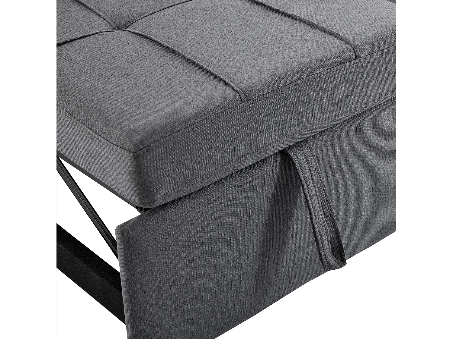 Canapé d'angle 3 places pliable avec poches latérales mousse confortable tissu gris pour salon