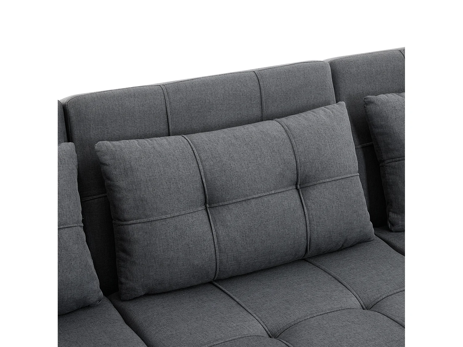 Canapé d'angle 3 places pliable avec poches latérales mousse confortable tissu gris pour salon