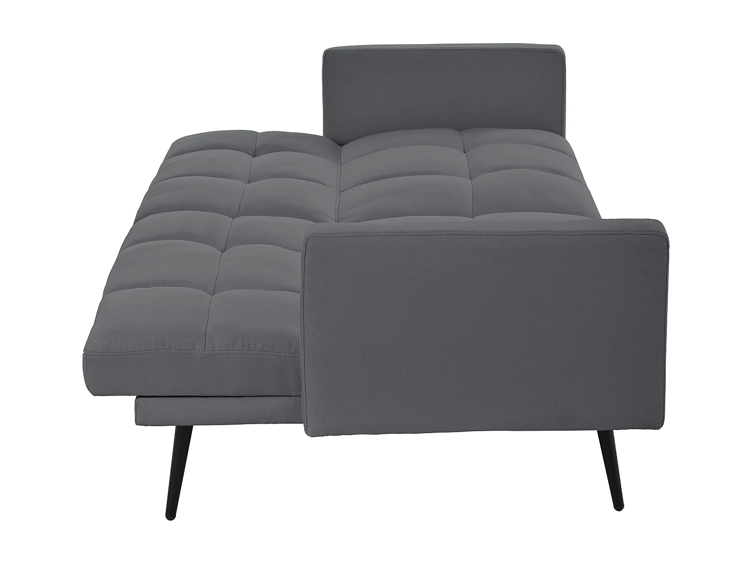 Canapé futon 60x89 cm, dossier réglable 5 positions, accoudoirs fixes, tissu en lin, gris