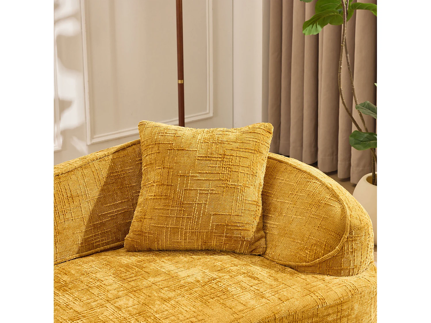 Canapé deux places design courbé finition soignée mousse et ressorts prêt à lusage jaune