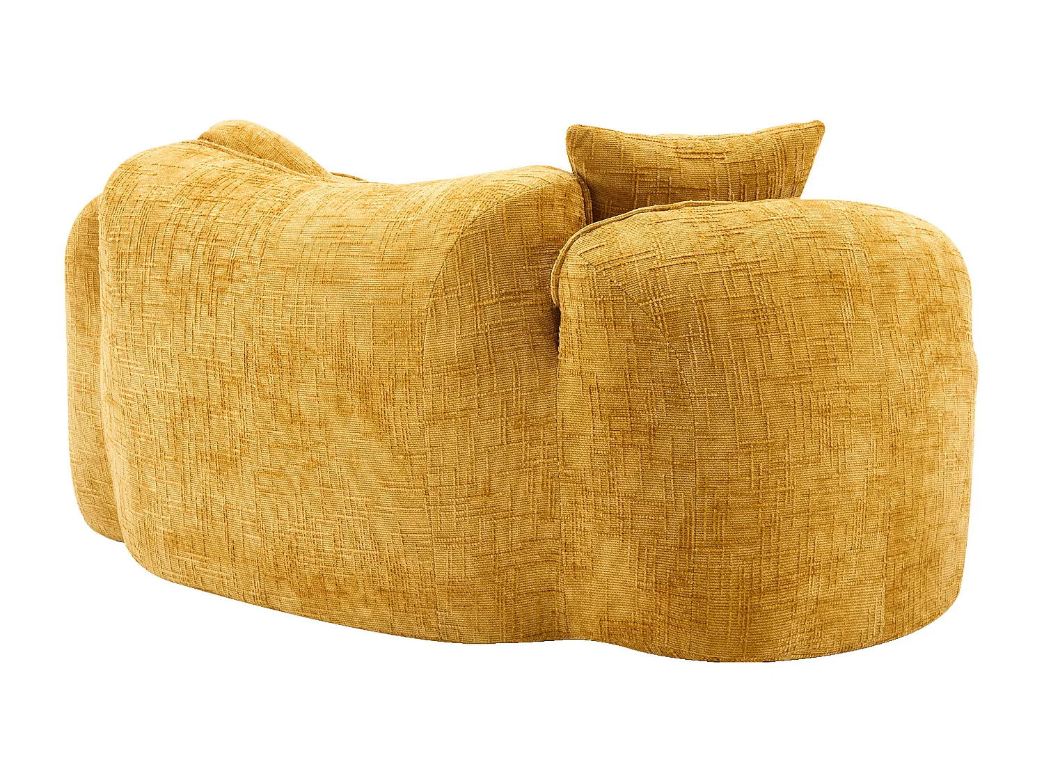 Canapé 2 places incurvé, prêt à l'emploi, soutien ergonomique, mousse et ressorts, jaune