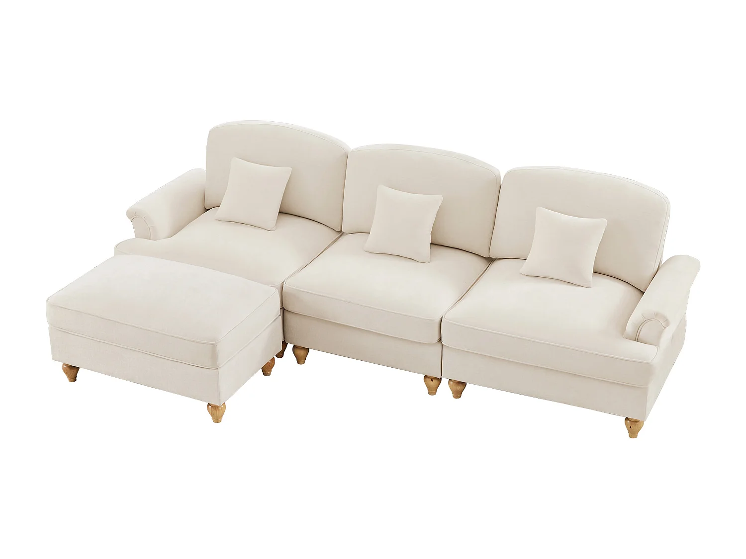 Bank Modulair 3 zits diepe zitting chenille wit voor woonkamer