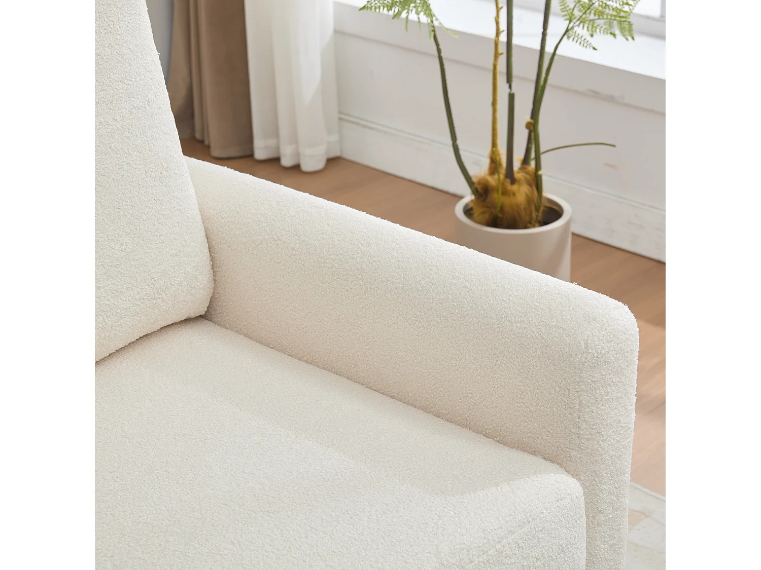 Canapé 2 places Design scandinave Gain de place Tissu Ivoire Salon