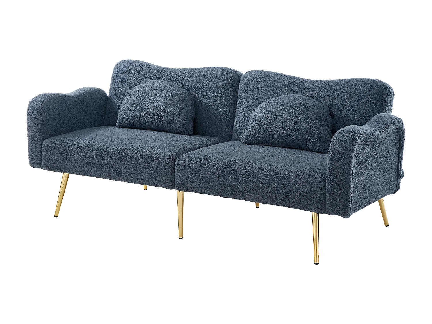 Canapé convertible 2 places, dossier 3 positions, rangement sous assise, mousse, bleu gris