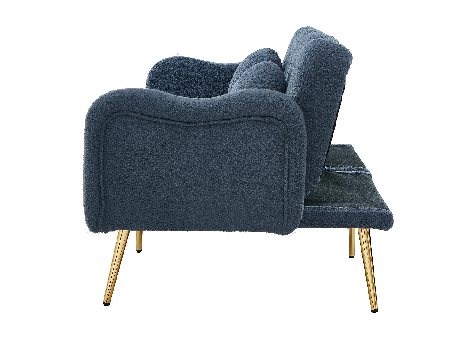 Canapé convertible 2 places, dossier 3 positions, rangement sous assise, mousse, bleu gris