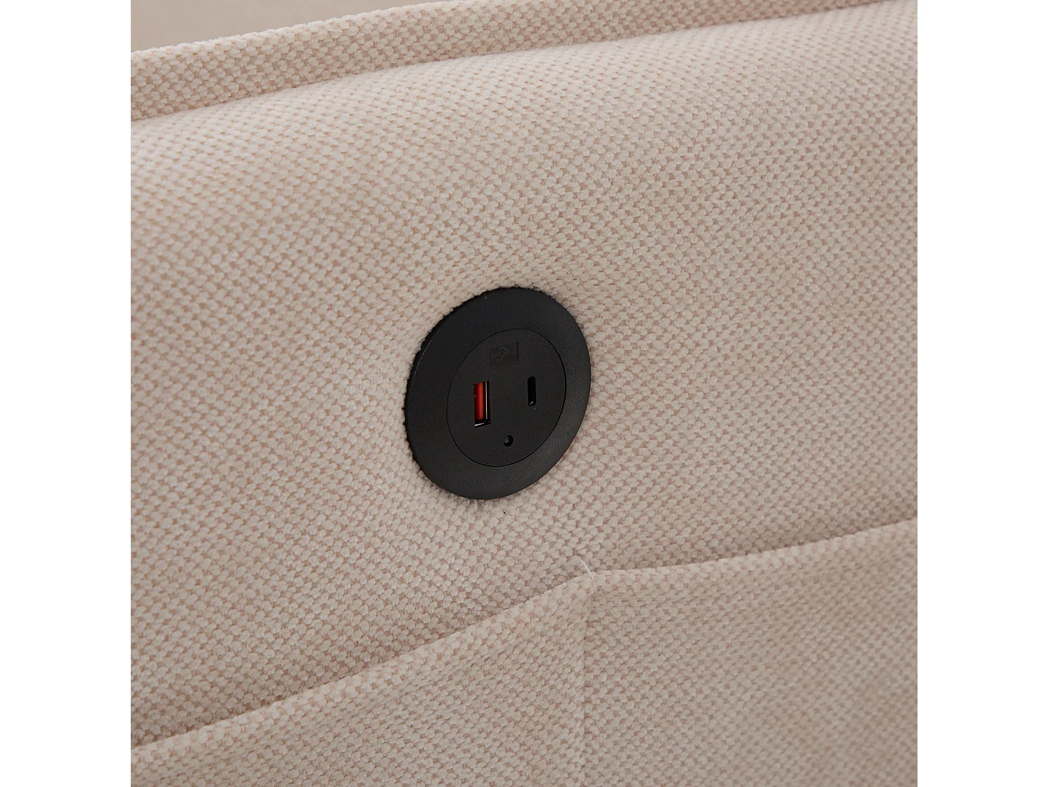 Canapé deux places 127x69x66cm Canapé Moderne Suppt téléphone Rangement Chenille Chambre balcon Beige