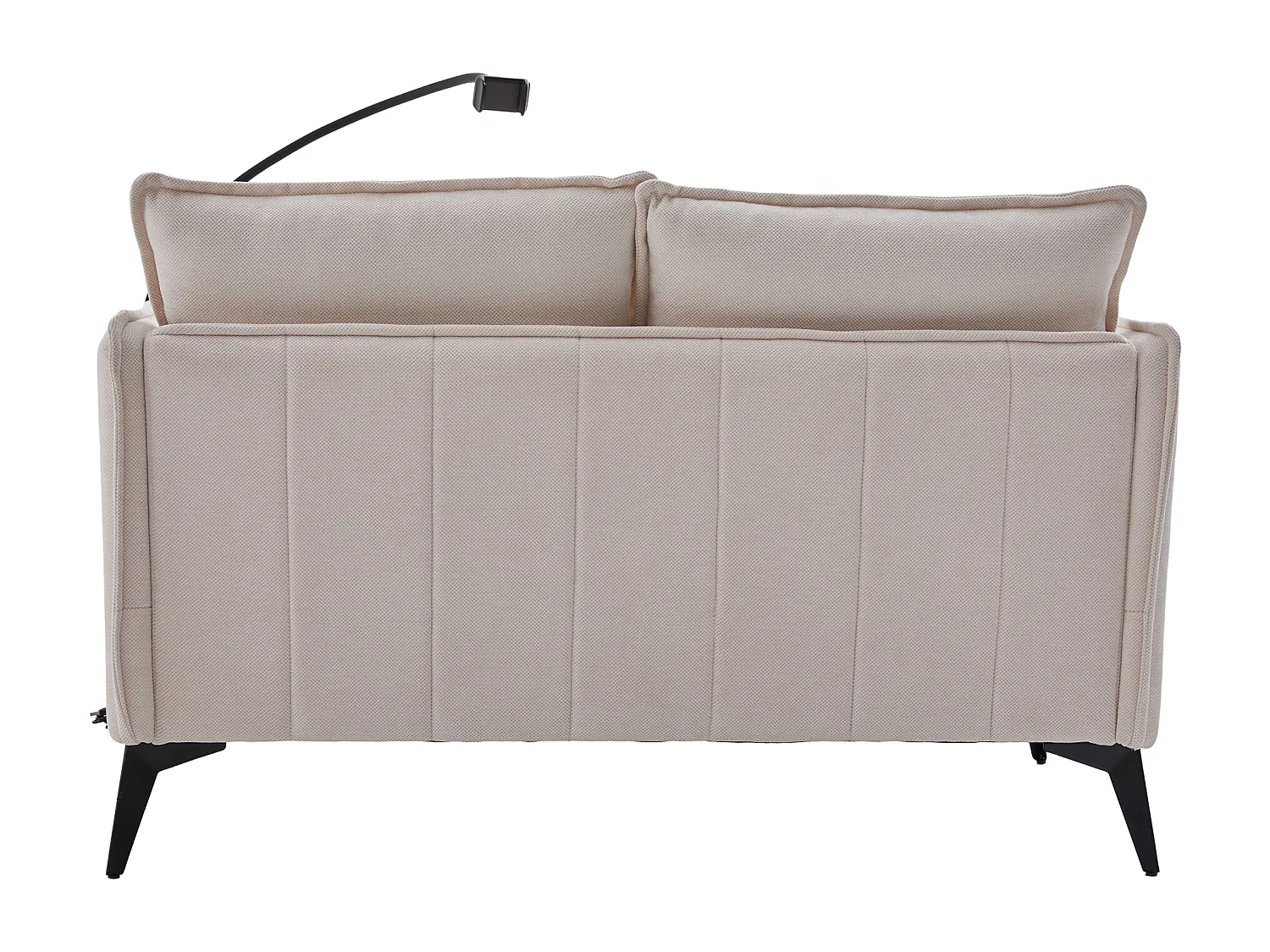 Canapé 2 places 127x69x66 cm, support téléphone réglable, poches de rangement, pieds en métal, chenille beige