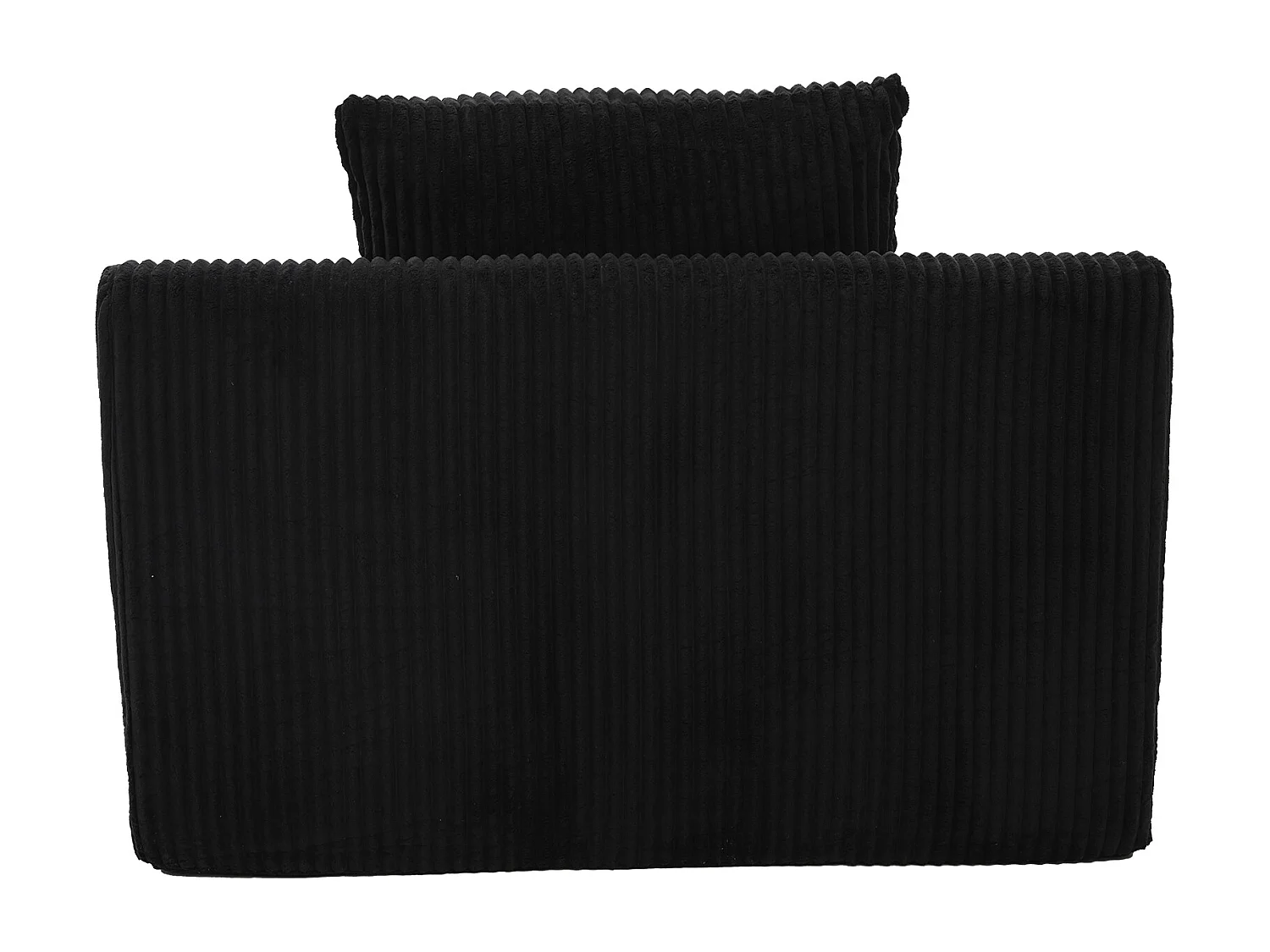 Fauteuil surdimensionné 147x110x67 cm, repose pieds inclus, poches latérales, mousse haute densité, velours côtelé noir