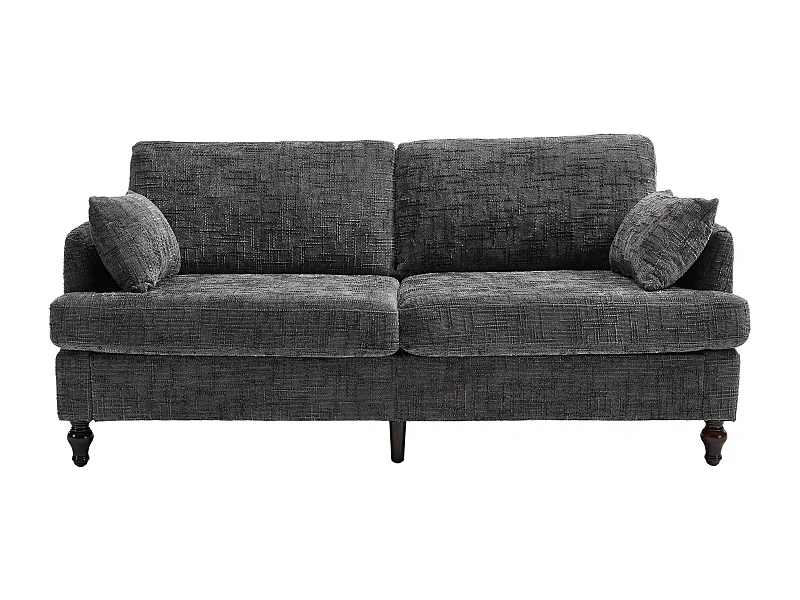 Canapé 2 places 175x83x78cm multifonctionnel USB éclairage LED assise mousse Chenille gris