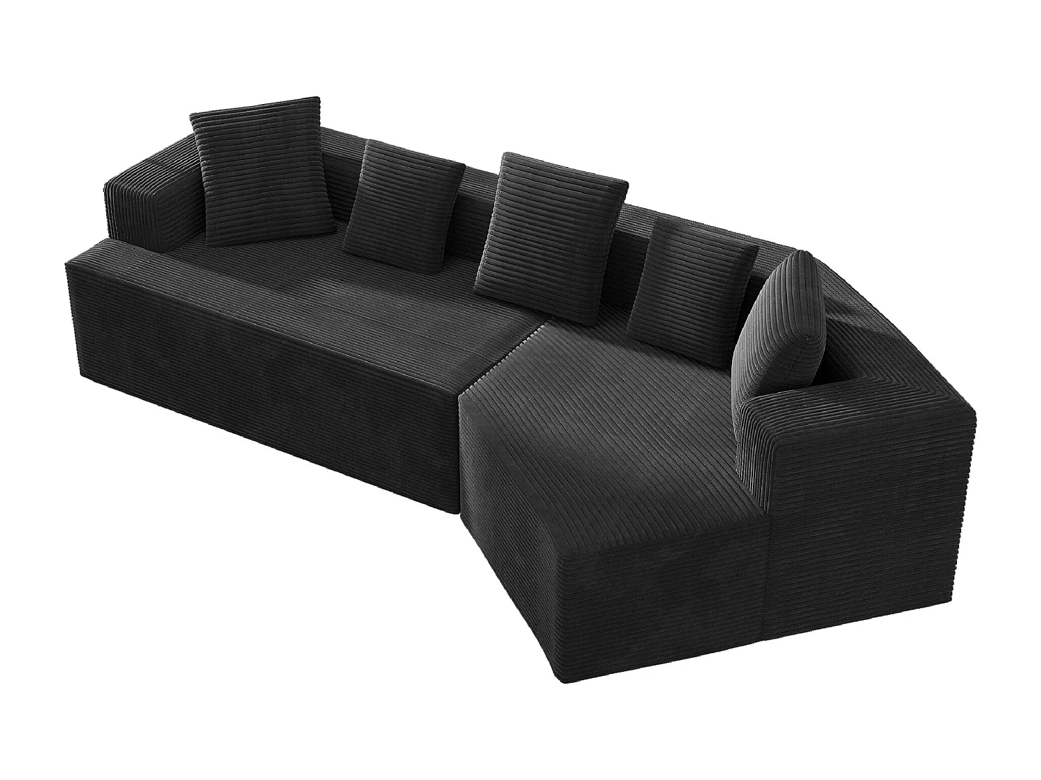 Modulair bank ribfluweel zonder montage minimalistisch design zwart