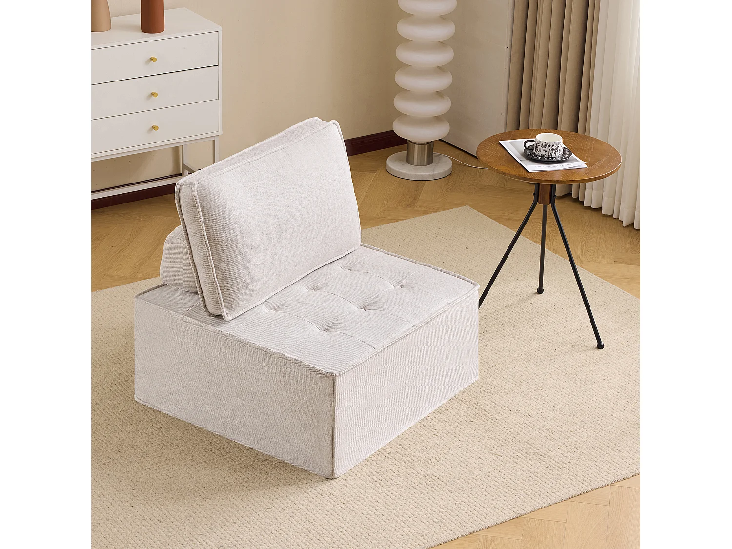 Canapé modulaire Léger Facile à déplacer Modulable Contreplaqué Beige