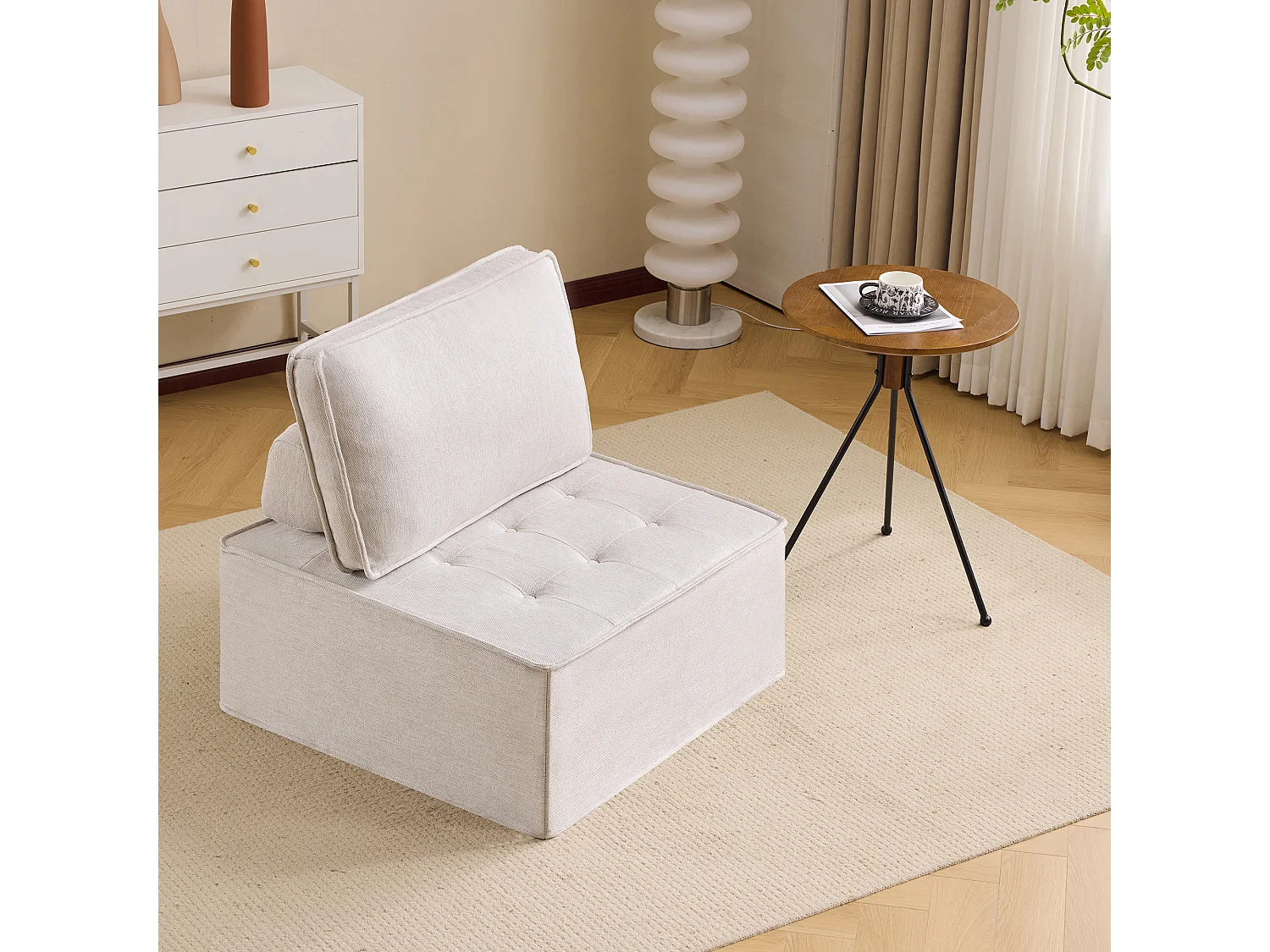 Canapé modulaire Léger Facile à déplacer Modulable Contreplaqué Beige