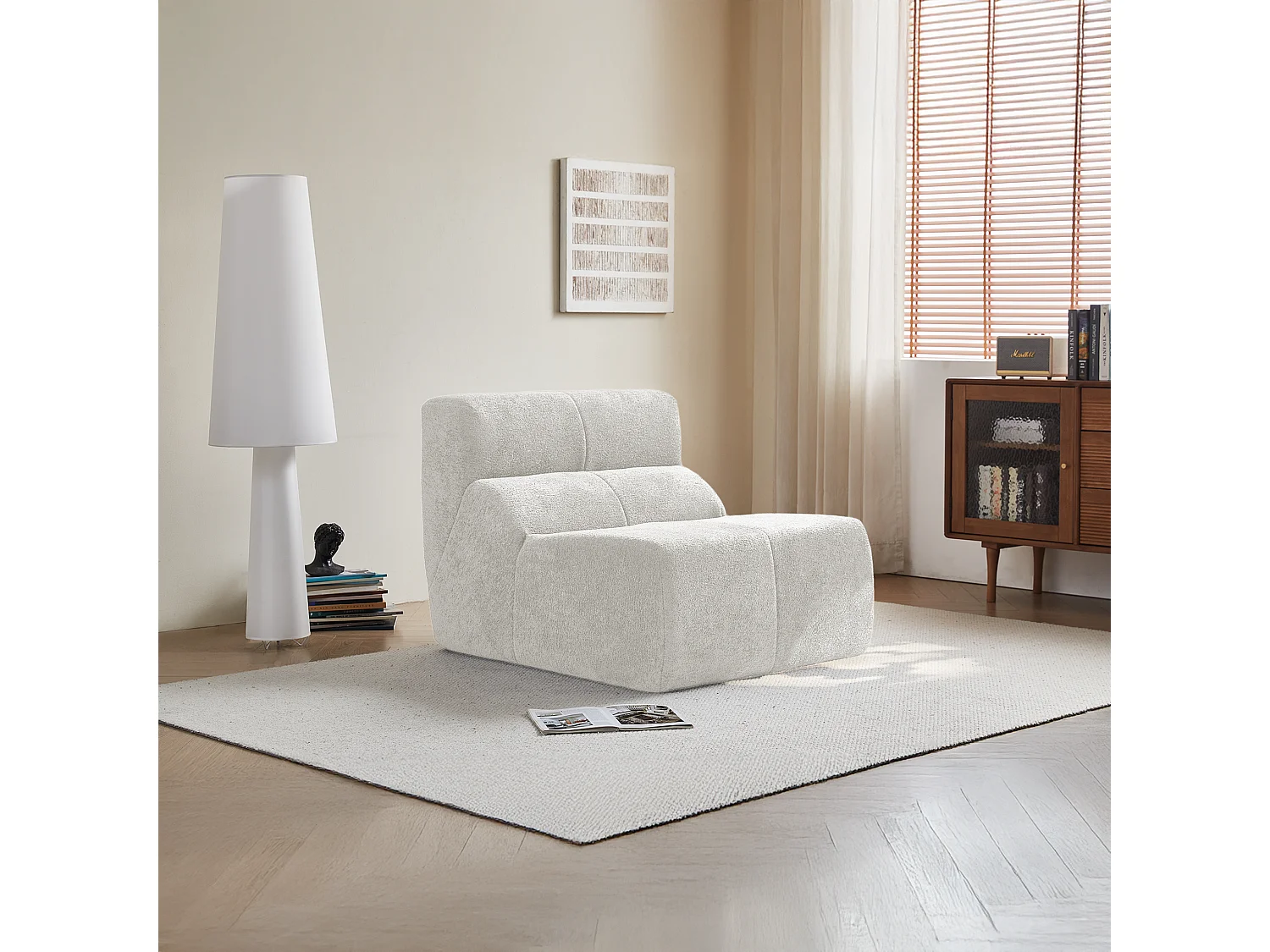 Canapé 94x110x79cm style moderne fonction assise confortable rembourrage mousse velours blanc séjour