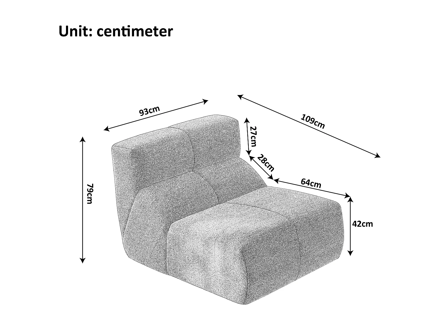 Canapé 94x110x79cm style moderne fonction assise confortable rembourrage mousse velours blanc séjour
