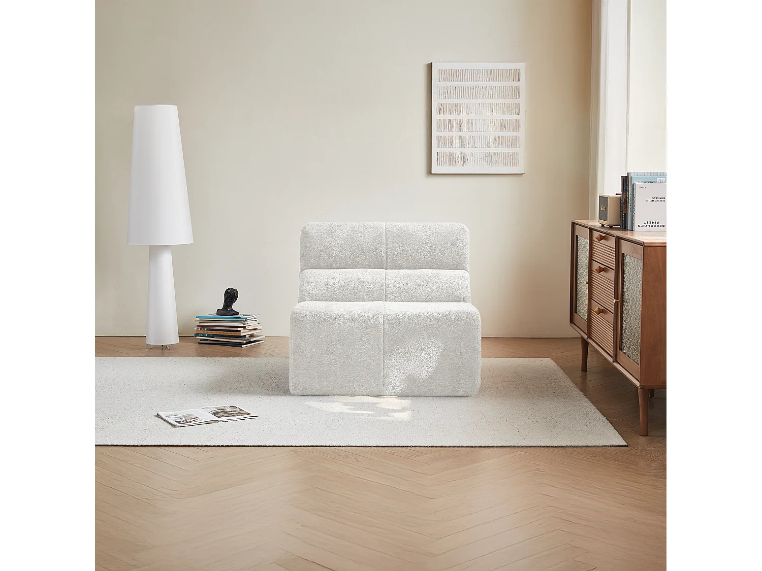Canapé 94x110x79cm style moderne fonction assise confortable rembourrage mousse velours blanc séjour