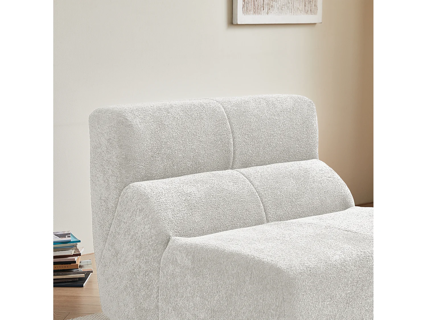 Canapé 94x110x79cm style moderne fonction assise confortable rembourrage mousse velours blanc séjour