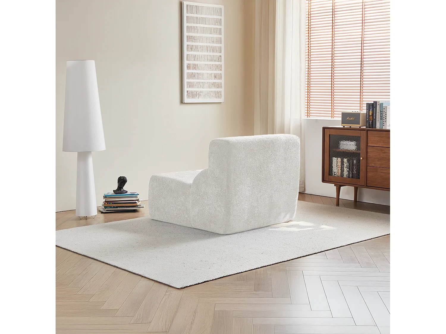 Canapé 94x110x79cm style moderne fonction assise confortable rembourrage mousse velours blanc séjour