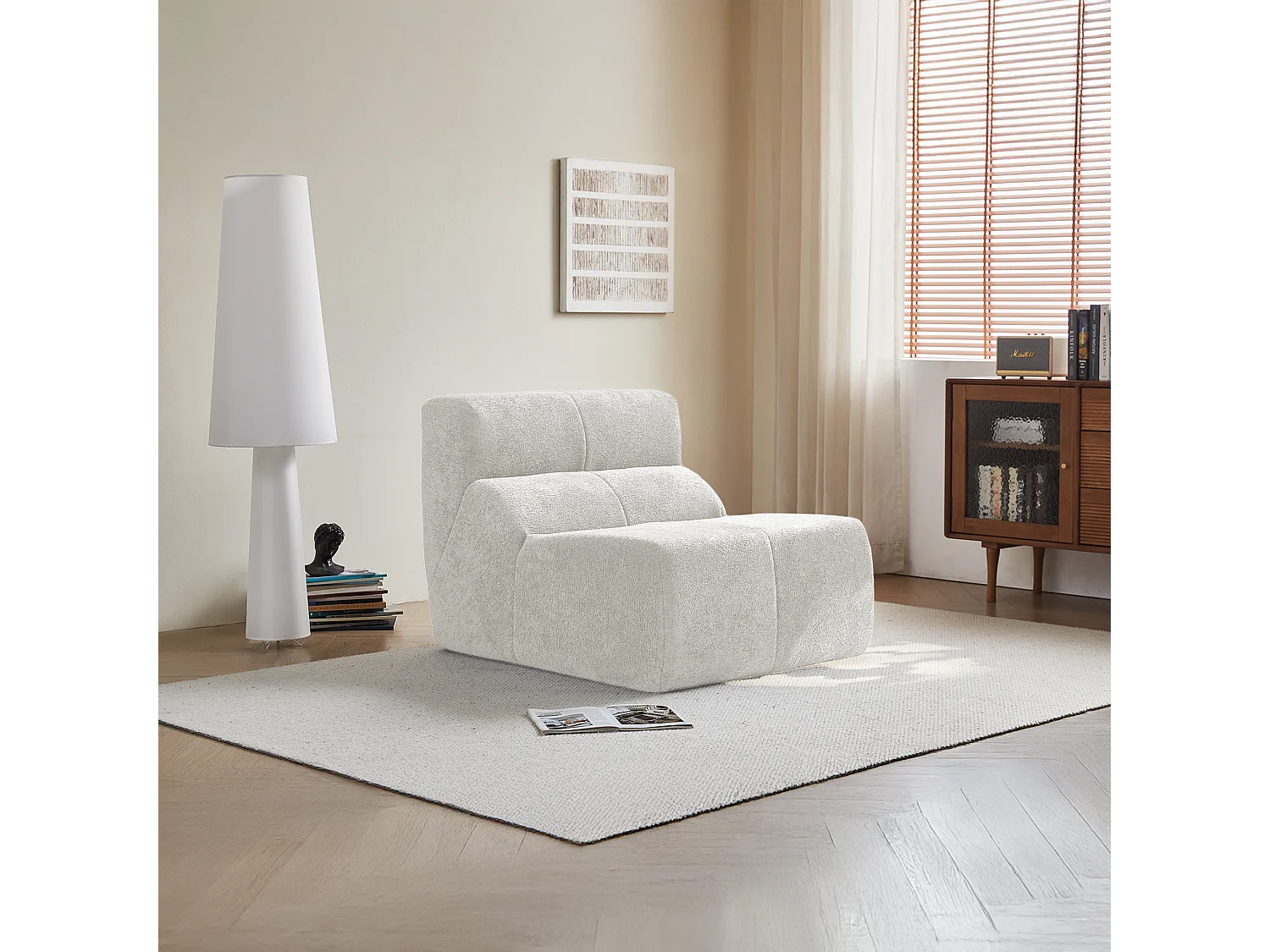 Canapé 94x110x79cm style moderne fonction assise confortable rembourrage mousse velours blanc séjour