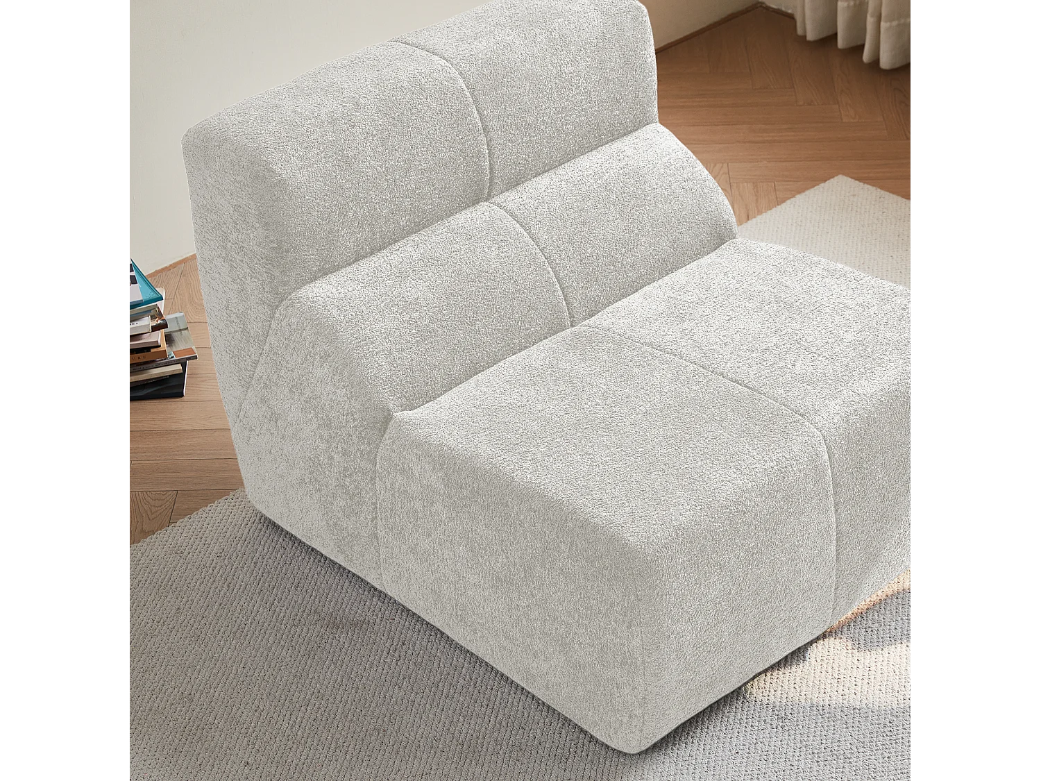 Canapé 94x110x79cm style moderne fonction assise confortable rembourrage mousse velours blanc séjour