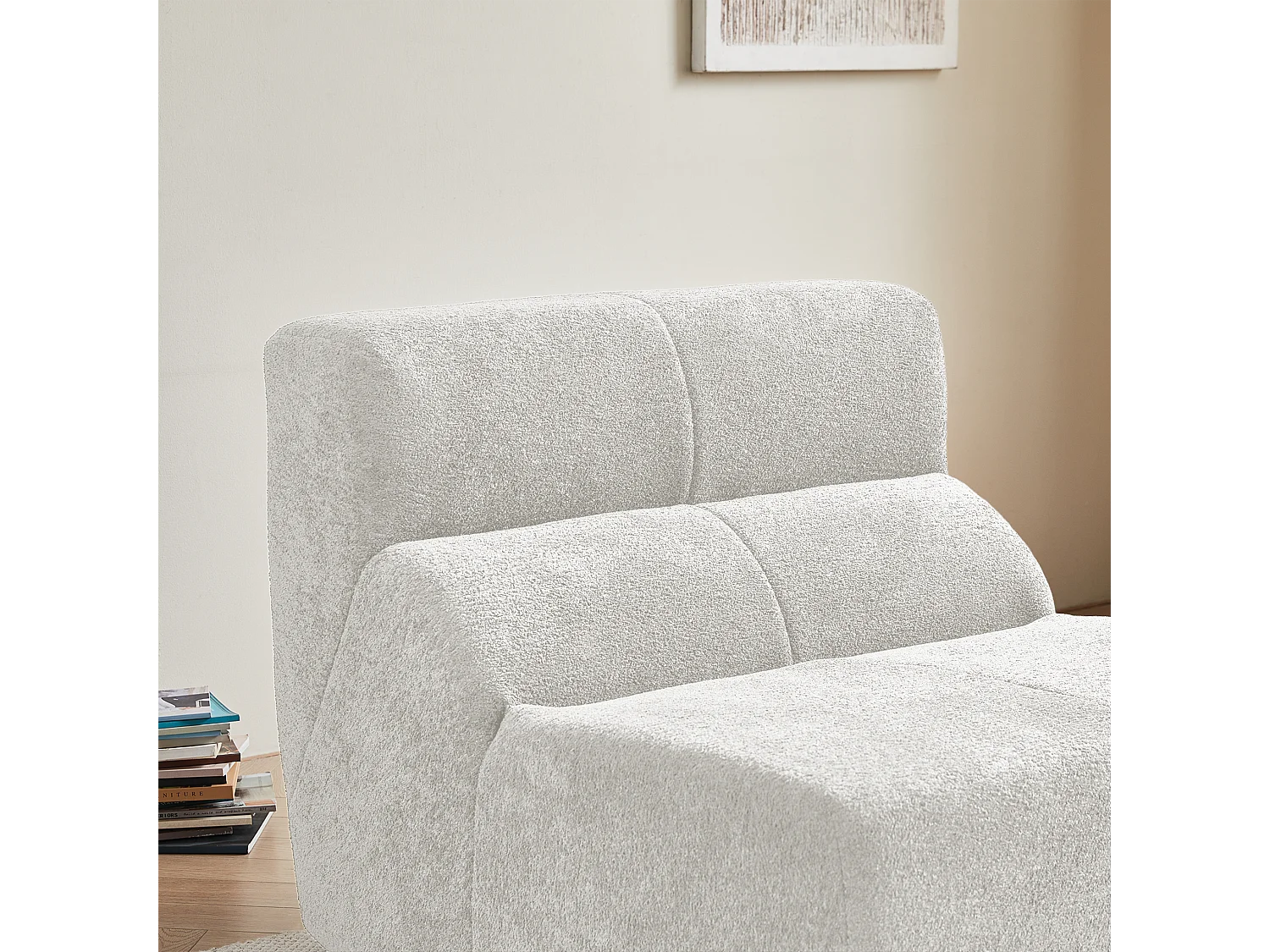 Canapé 94x110x79cm style moderne fonction assise confortable rembourrage mousse velours blanc séjour