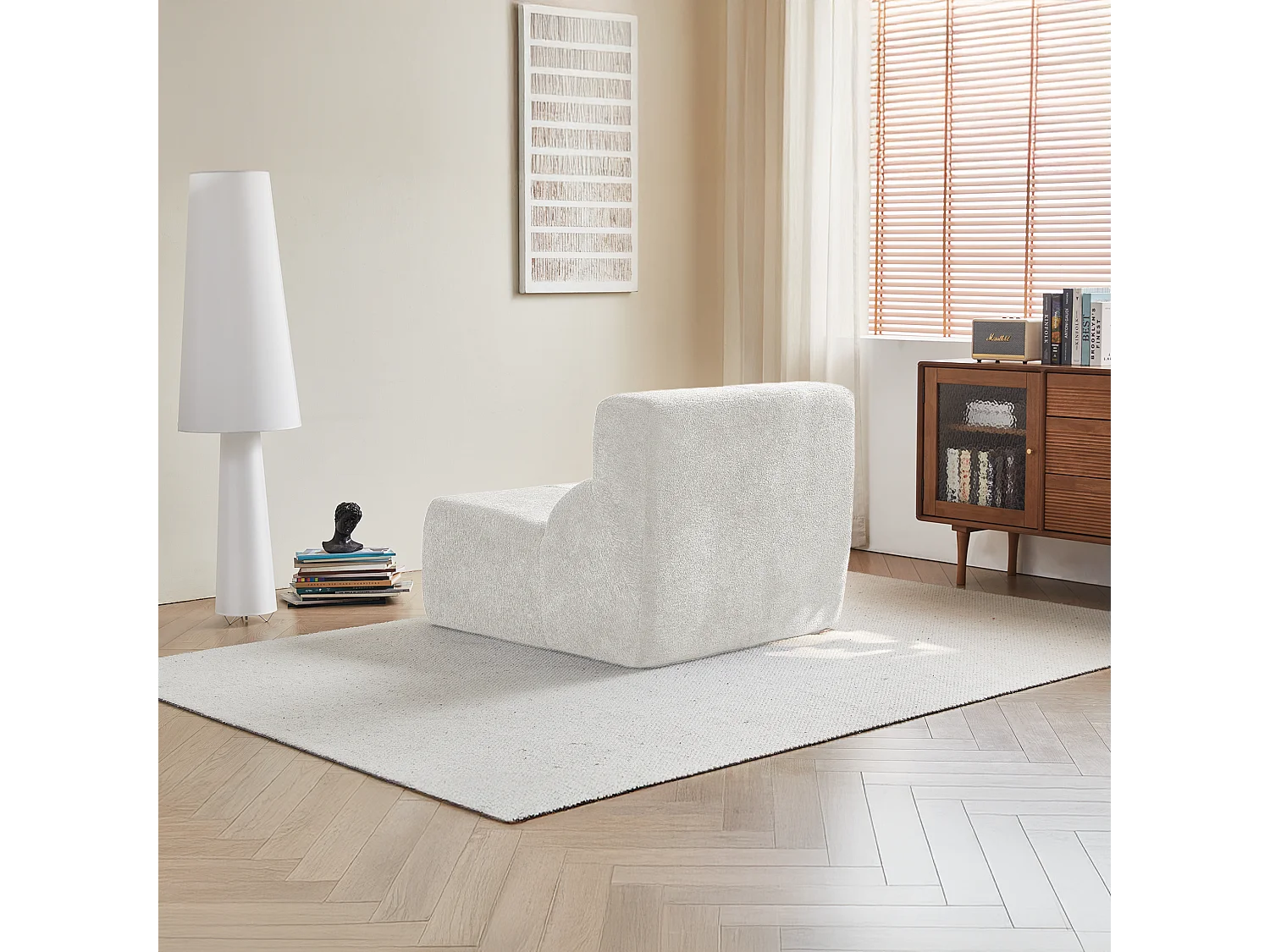 Canapé 94x110x79cm style moderne fonction assise confortable rembourrage mousse velours blanc séjour