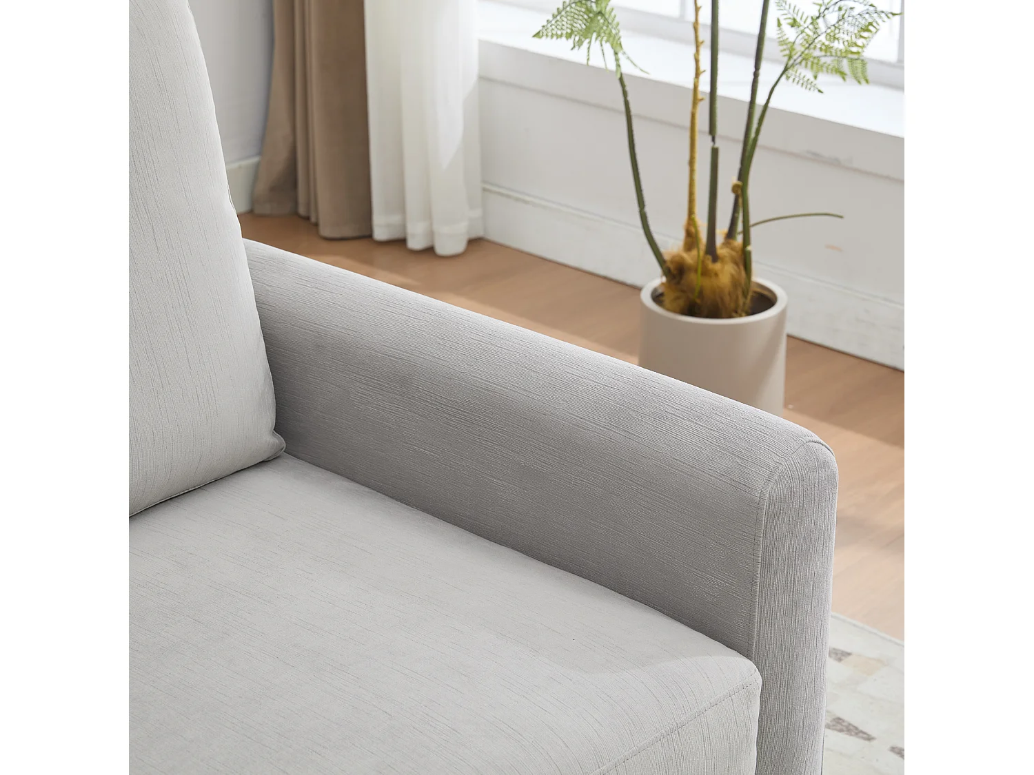 Canapé 2 places compact pour petit salon tiroirs profonds tissu microfibre gris clair design scandinave