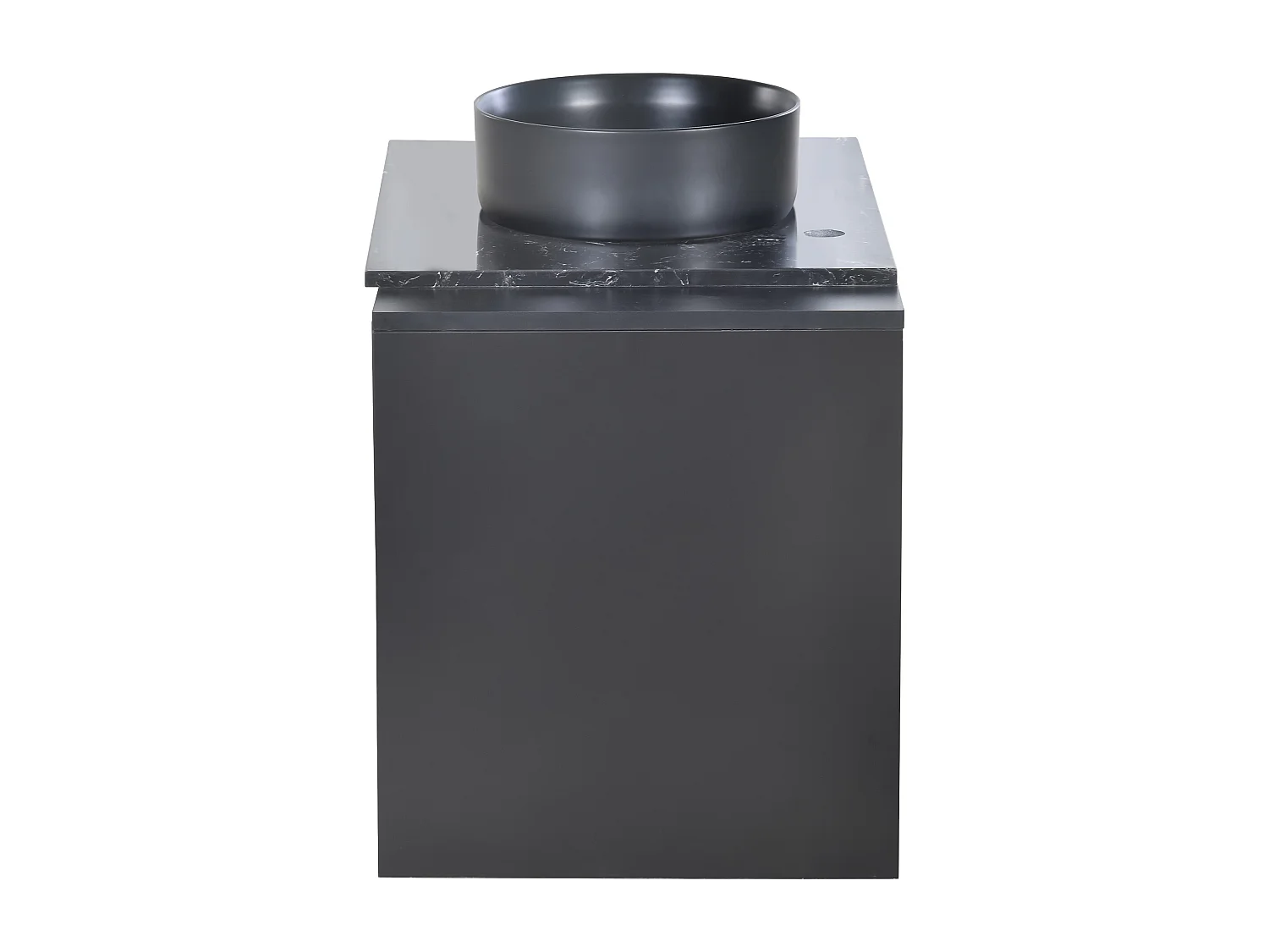 Meuble sous-vasque 80x0x0 cm, vasque ronde, tiroirs, design minimaliste, MDF, noir et gris