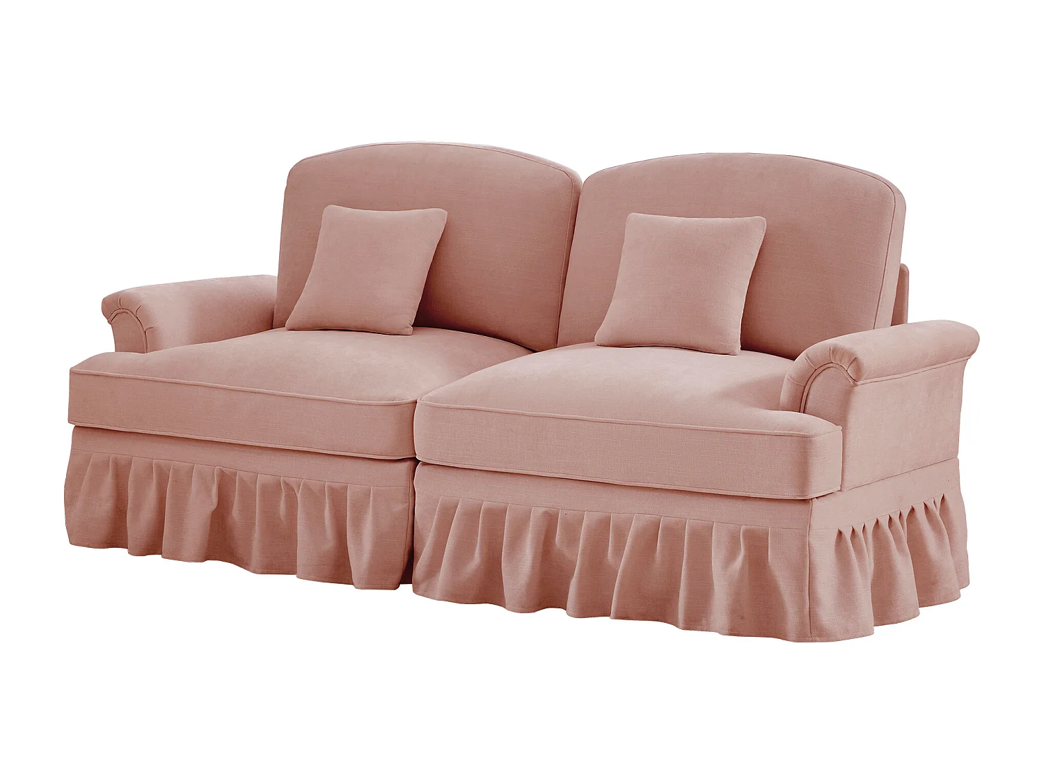 Canapé deux places modulable contemporain convertible fonctionnel chenille salon rose