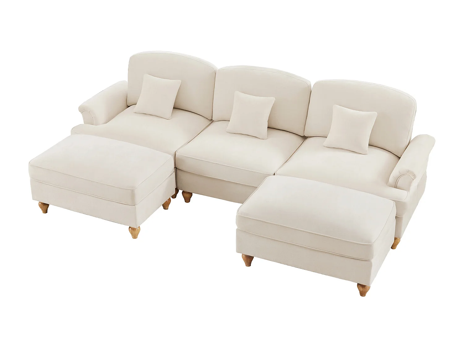 Canapé modulable Modules indépendants Chenille blanc Pieds fuseau Style contemporain