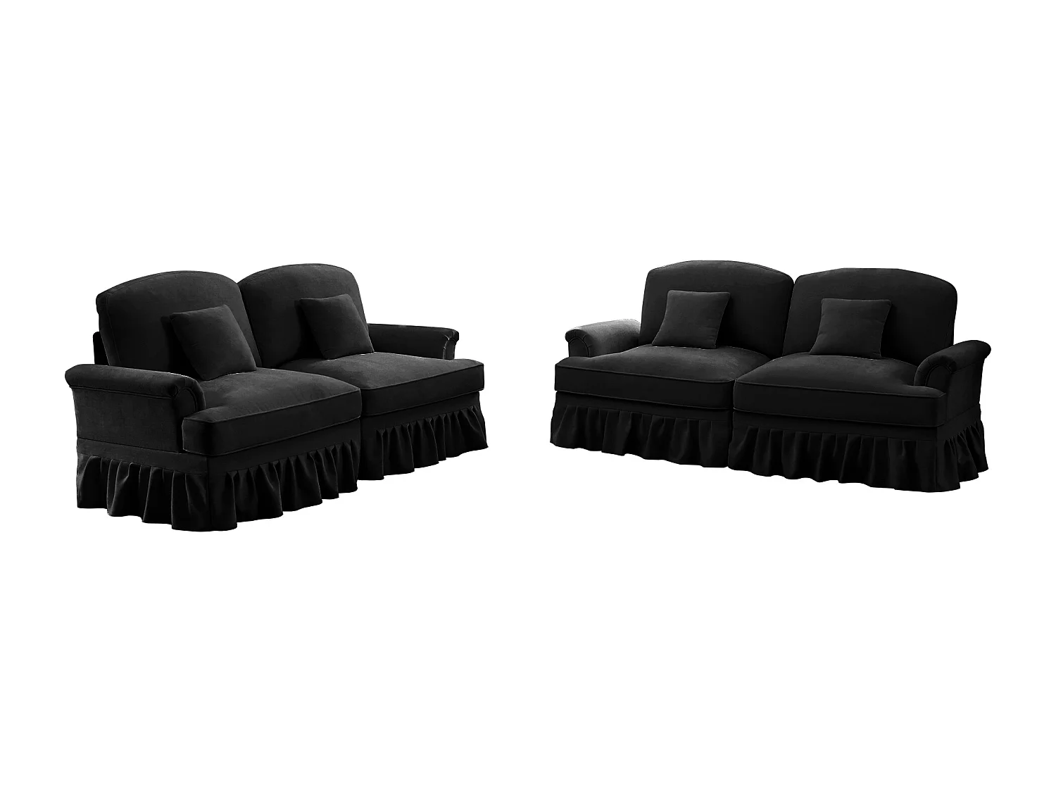 Canapé Confort dossier segmenté Coussin mobile Chenille Noir