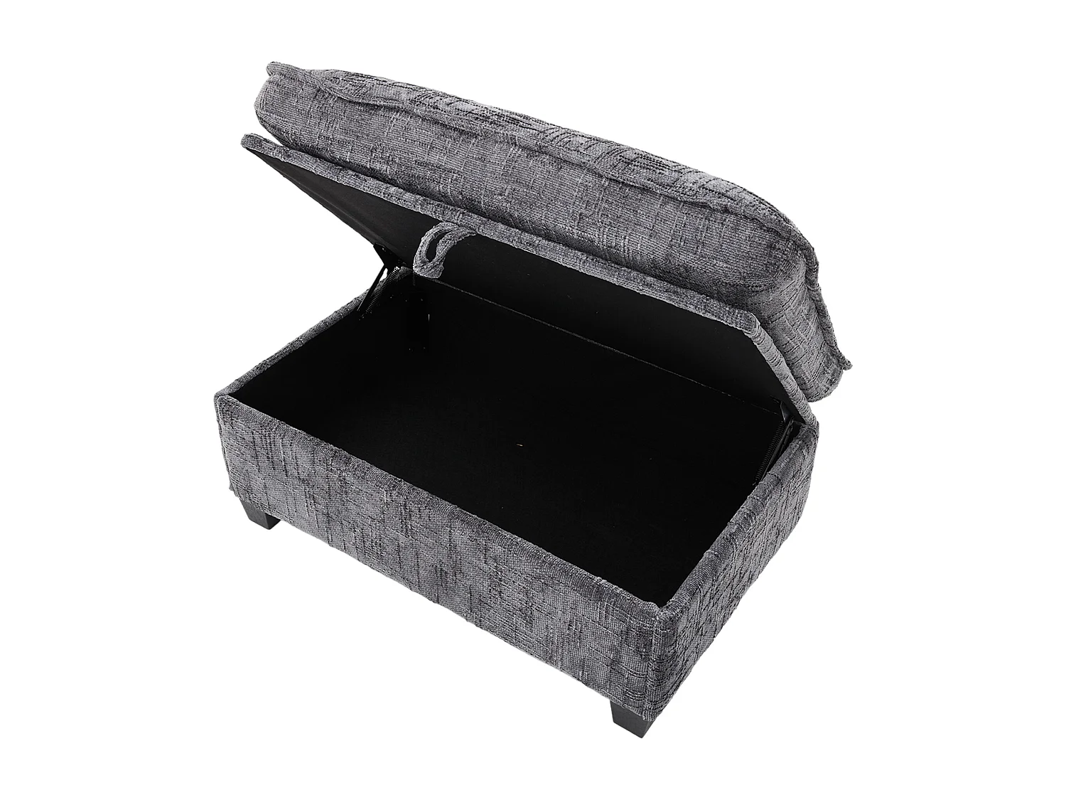 Canapé 3 places 279x83x85 cm, USB, poche latérale, support téléphone, pouf de rangement modulable, chenille gris