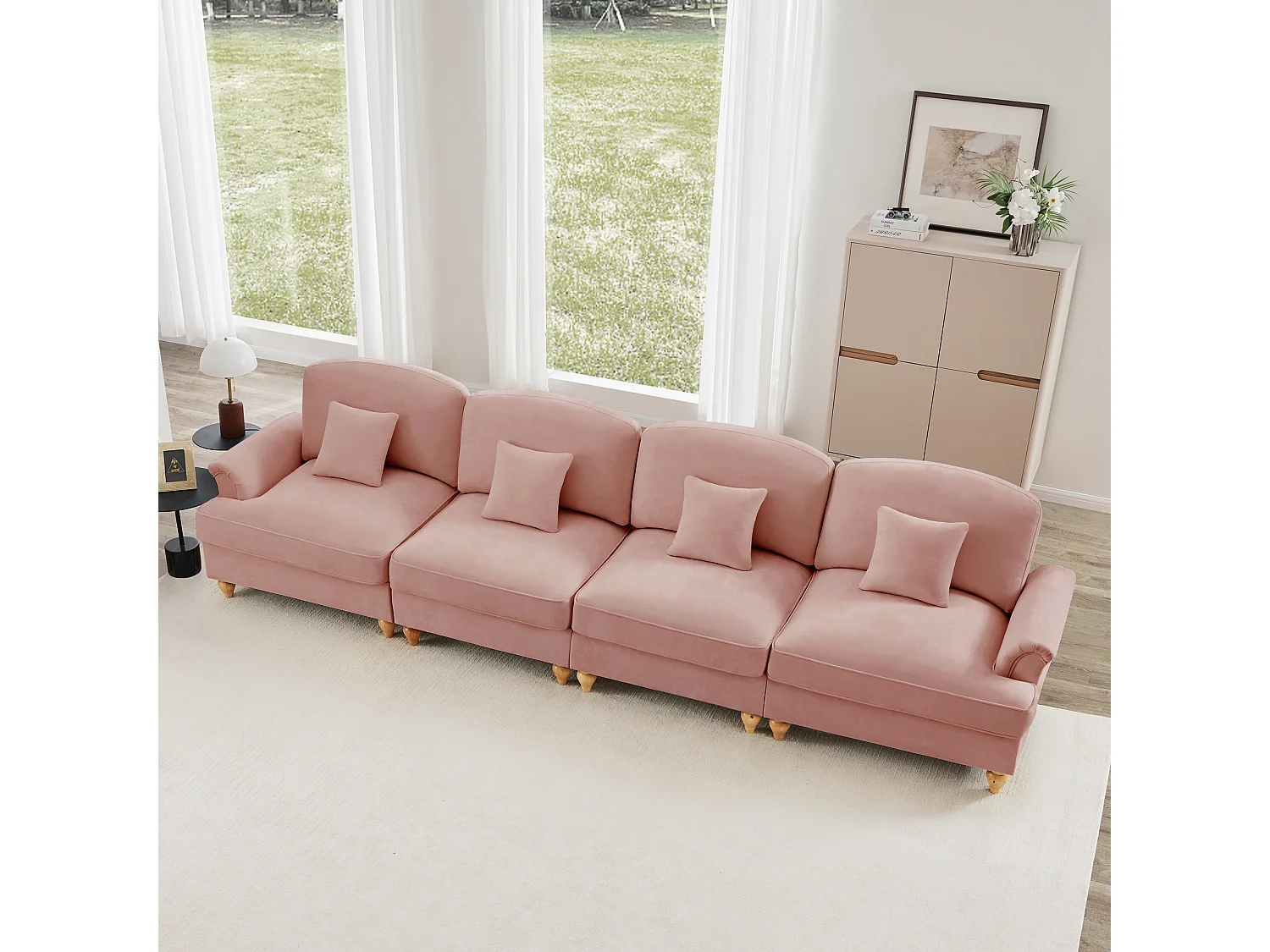 Canapé dangle convertible pouf polyvalent modules indépendants chenille rose