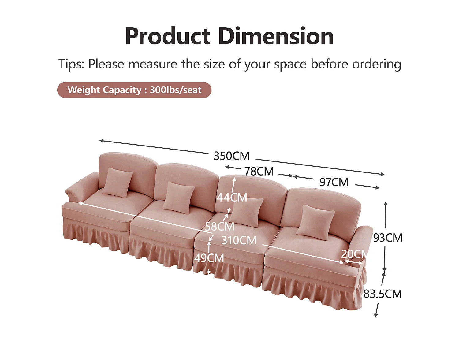 Canapé dangle convertible pouf polyvalent modules indépendants chenille rose