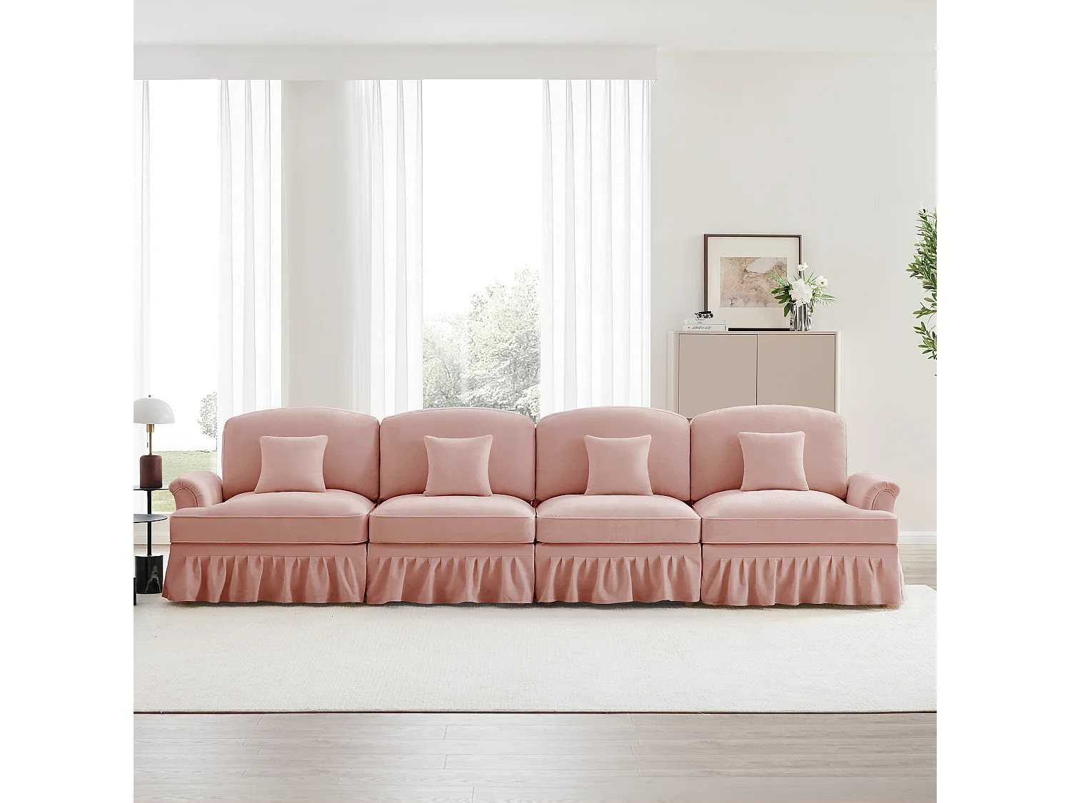 Canapé dangle convertible pouf polyvalent modules indépendants chenille rose