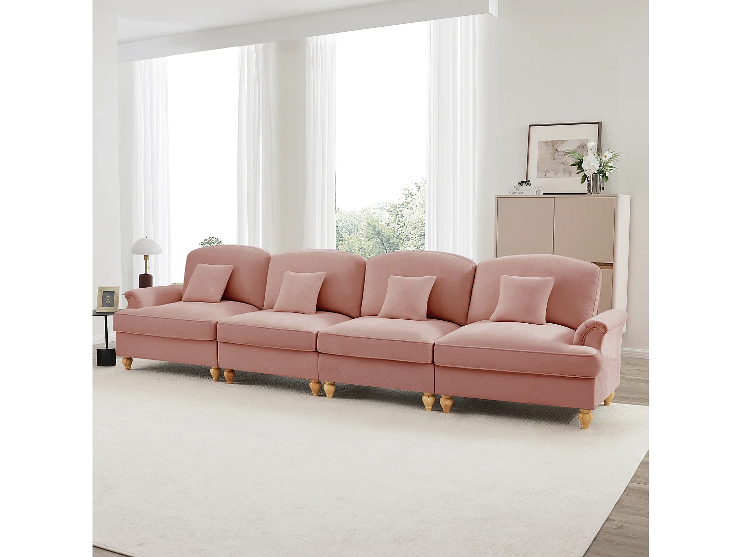 Canapé dangle convertible pouf polyvalent modules indépendants chenille rose