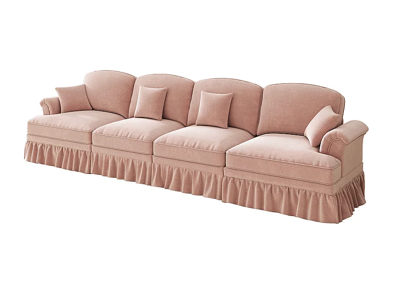 Modulaire bank, afneembare strookhoezen, verplaatsbaar kussen, chenille, roze